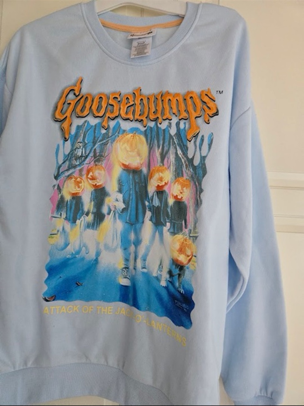 Goosebumps 'Attack of the Jack-O'-Lanterns' Light Blue Graphic Sweatshirt